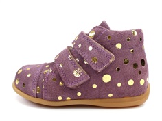 Pom Pom toddler shoe purple gold dot with velcro